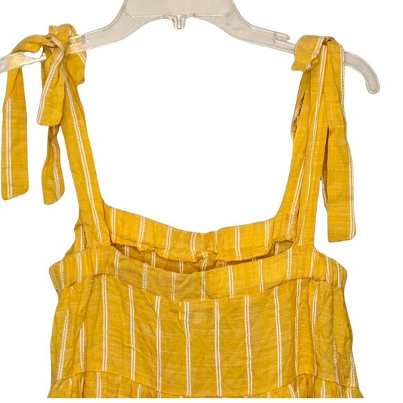 True Craft Junior’s Tiered Tie Shoulder Yellow Striped Top - Size Medium - Picture 7 of 9